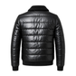 Clothing Hub Men's Black Leather Puffer Jacket Faux Fur Collar Winter Zip Bomber Coat