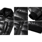Clothing Hub Men's Black Leather Puffer Jacket Faux Fur Collar Winter Zip Bomber Coat