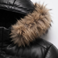 Clothing Hub Men's Black Leather Puffer Jacket Fur Hood Winter Bomber Coat
