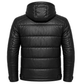 Clothing Hub Men's Black Leather Puffer Jacket Hooded Winter Coat