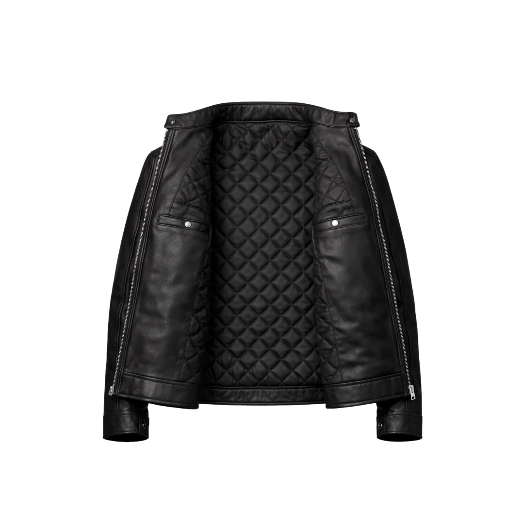 Clothing Hub Men's Black Leather Biker Jacket