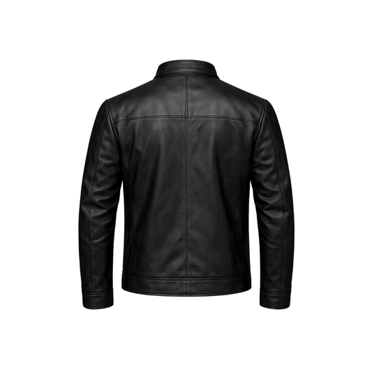 Clothing Hub Men's Black Leather Biker Jacket