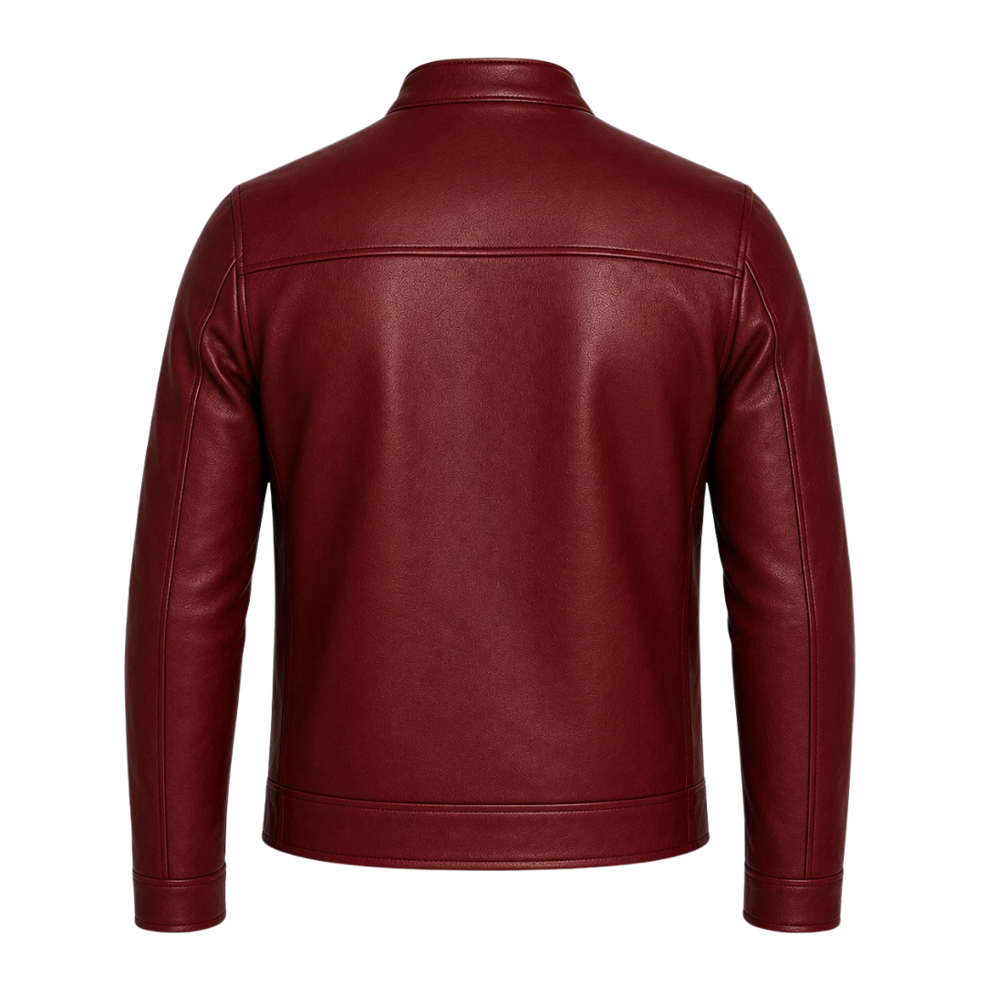 Clothing Hub Men's Slim Fit Leather Moto Jacket, Cafe Racer Style